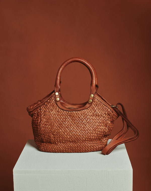 BOLSO PIEL CESTA TRENZADA CUERO