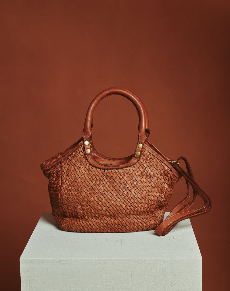 BOLSO PIEL CESTA TRENZADA CUERO