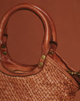 BOLSO PIEL CESTA TRENZADA CUERO