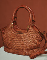 BOLSO PIEL CESTA TRENZADA CUERO