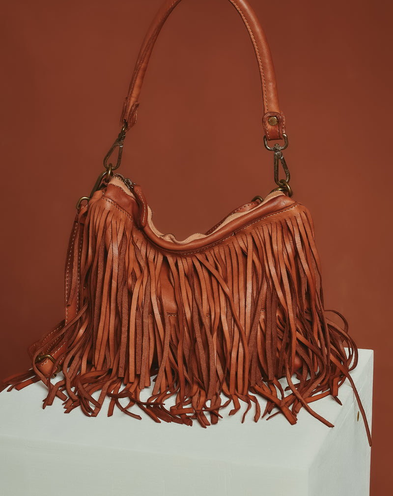 BOLSO PIEL FLECOS CUERO