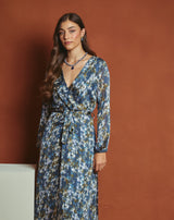 VESTIDO LARGO FLOR SONIA AZUL