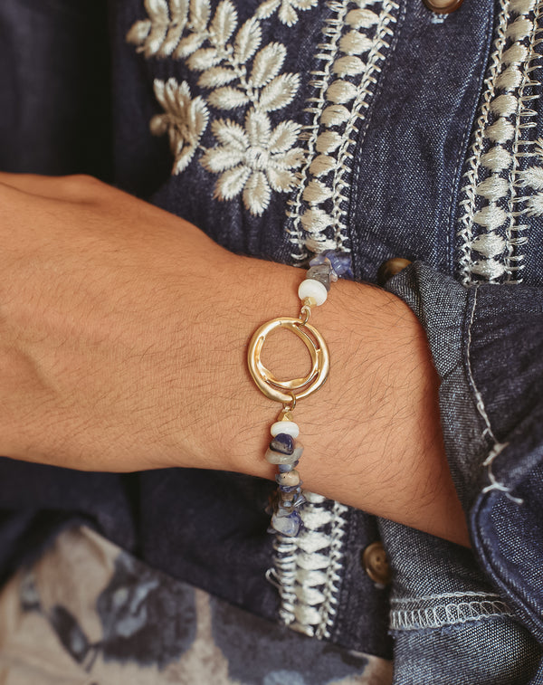 PULSERA PIEDRAS CIRCULOS MARINO