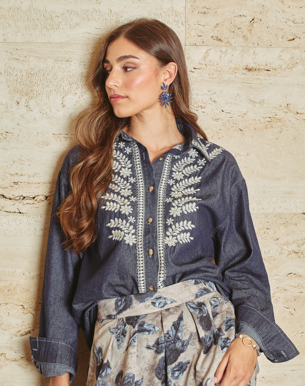 CAMISA JEANS BORDADA