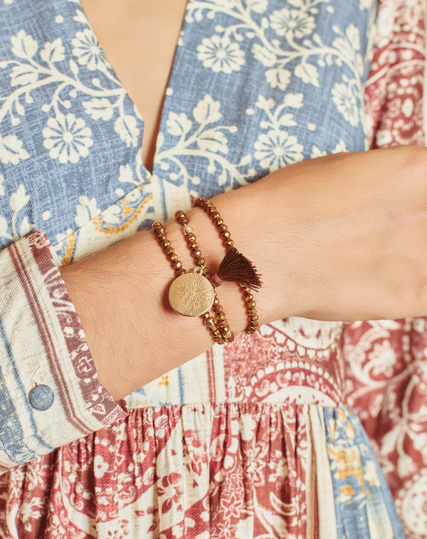 PULSERA TRIPLE MEDALLA BRONCE
