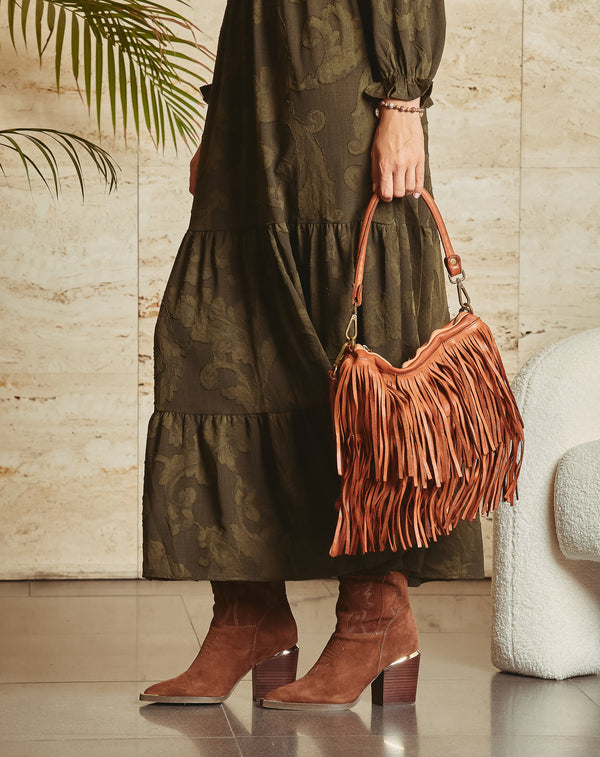 BOLSO PIEL FLECOS CUERO