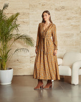 VESTIDO CRUZADO ALBA CAMEL