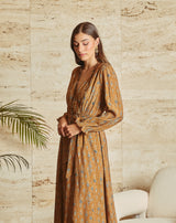 VESTIDO CRUZADO ALBA CAMEL