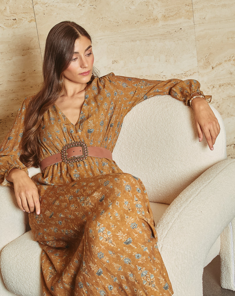 VESTIDO CRUZADO ALBA CAMEL
