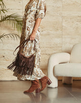 BOLSO PIEL FLECOS MARRÓN