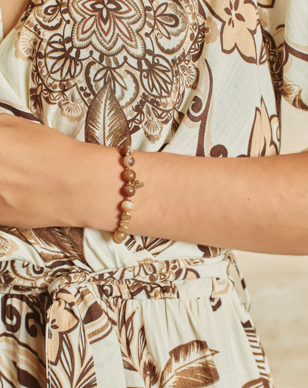 PULSERA PIEDRAS FERNANDA BEIGE