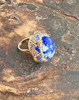 ANILLO BRILLANTE PIEDRA AZUL - Monica Ecco