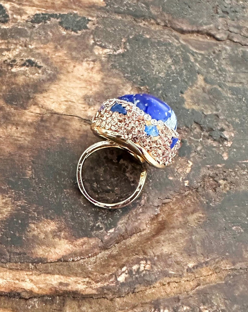 ANILLO BRILLANTE PIEDRA AZUL - Monica Ecco