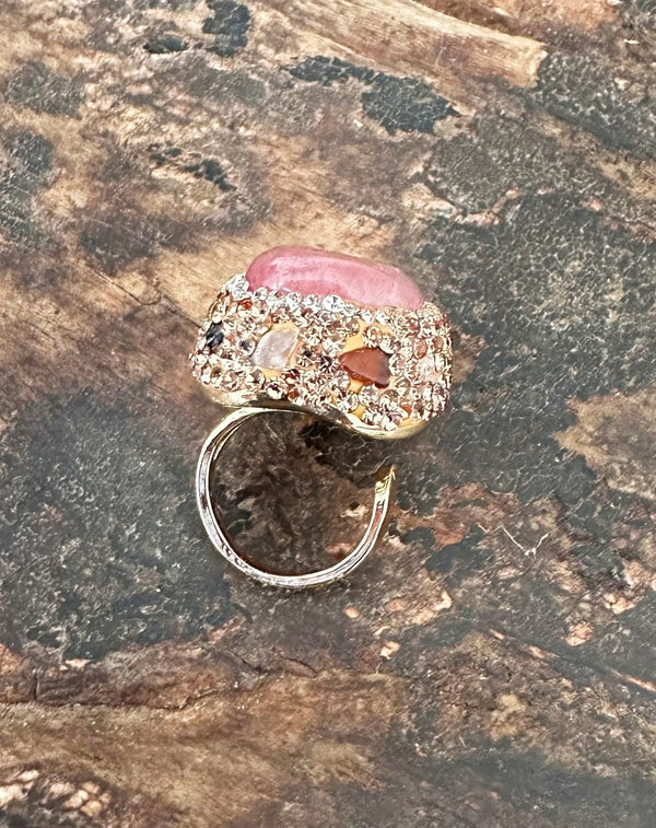 ANILLO BRILLANTE PIEDRA ROSA - Monica Ecco