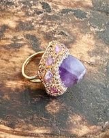 ANILLO BRILLANTE PIEDRA VIOLETA - Monica Ecco