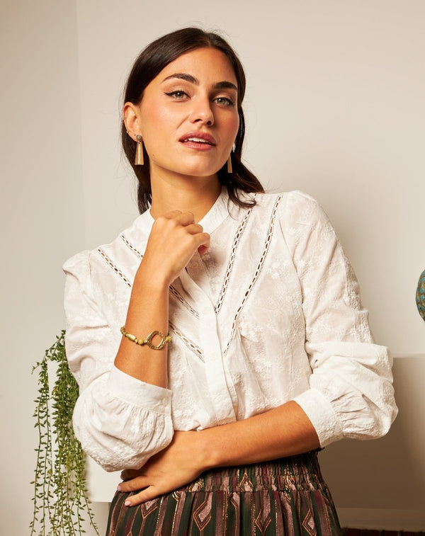 BLUSA BORDADA BLANCA LILI - Monica Ecco