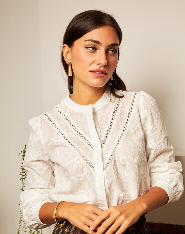 BLUSA BORDADA BLANCA LILI - Monica Ecco