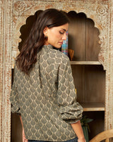 BLUSA ESTAMPADA VERDE LAURA - Monica Ecco