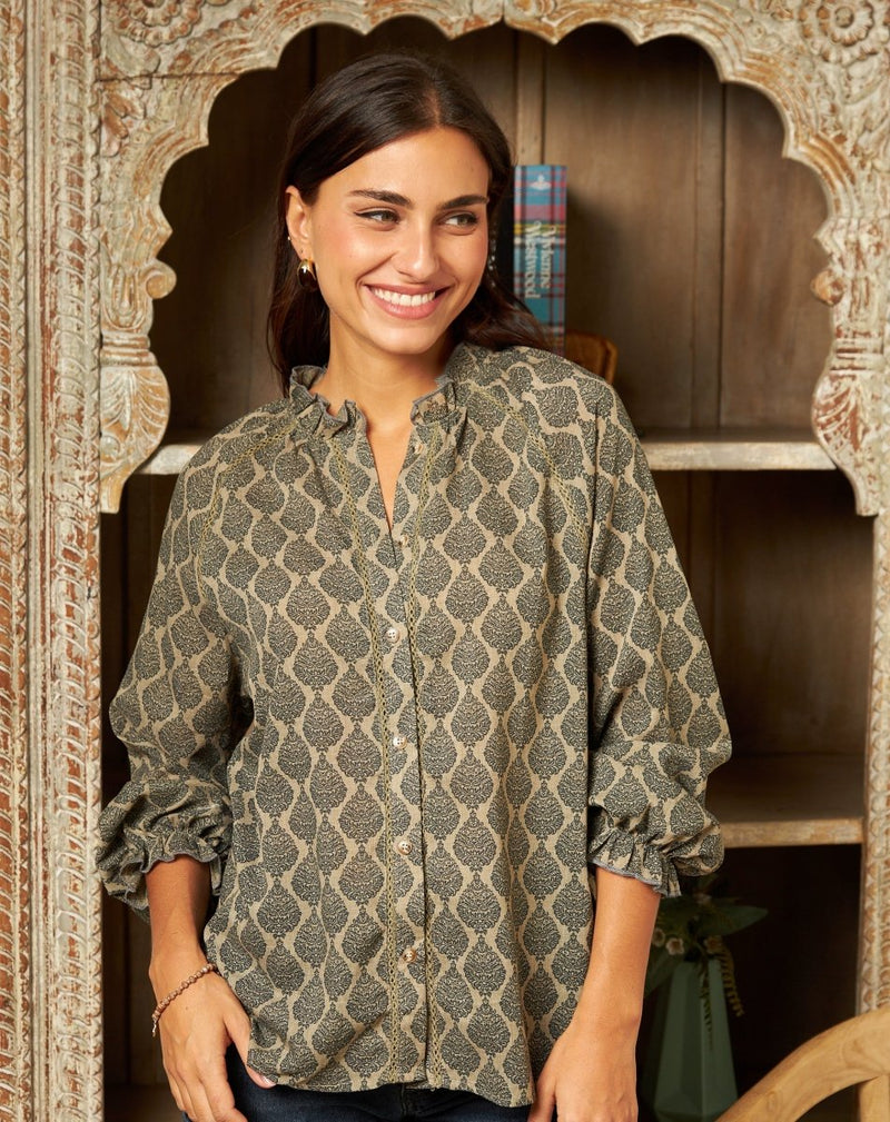 BLUSA ESTAMPADA VERDE LAURA - Monica Ecco
