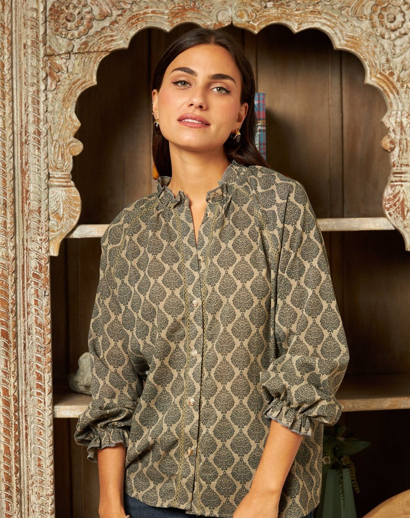 BLUSA ESTAMPADA VERDE LAURA - Monica Ecco
