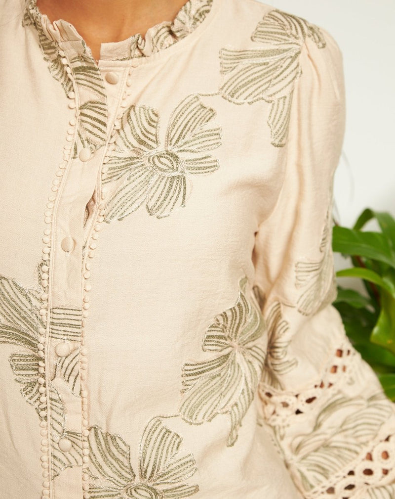BLUSA ROMÁNTICA FLORA VERDE - Monica Ecco