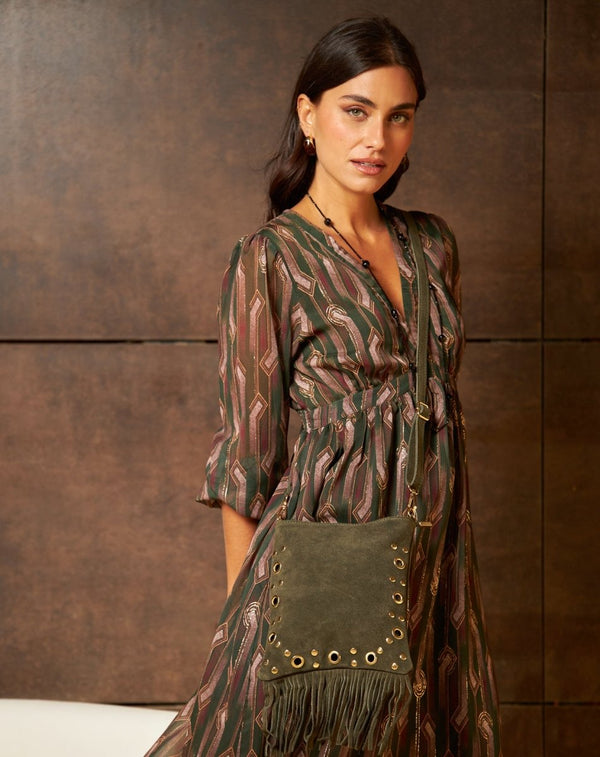 BOLSO FLECOS ARANDELAS VERDE SILVIA - Monica Ecco