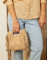 BOLSO FLECOS PIEL TAUPE - Monica Ecco