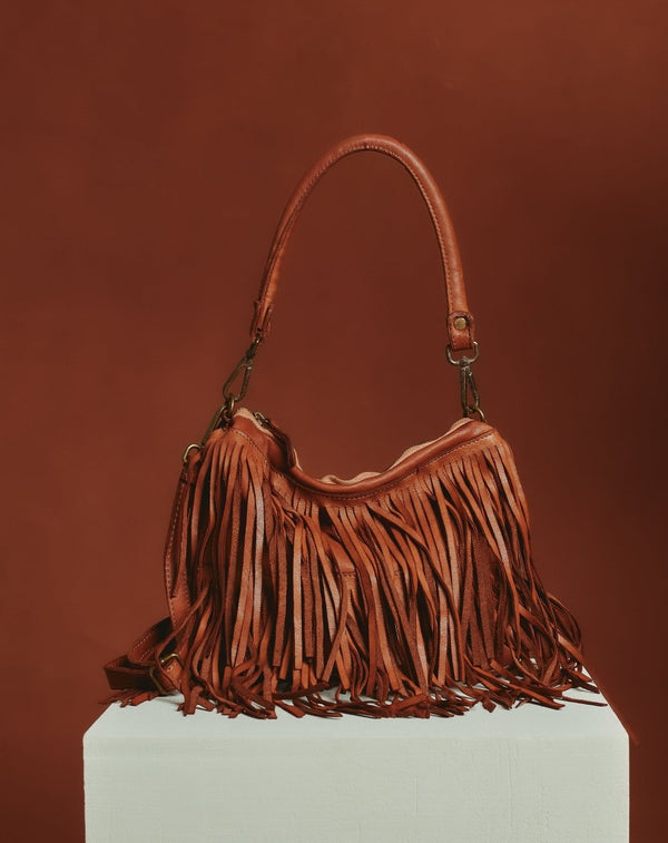 BOLSO PIEL FLECOS CUERO - Monica Ecco