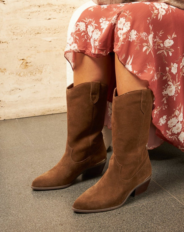 BOTA COWBOY BAJO MARRÓN - Monica Ecco