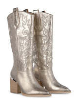 BOTA COWBOY BORDADOS BRONCE - Monica Ecco