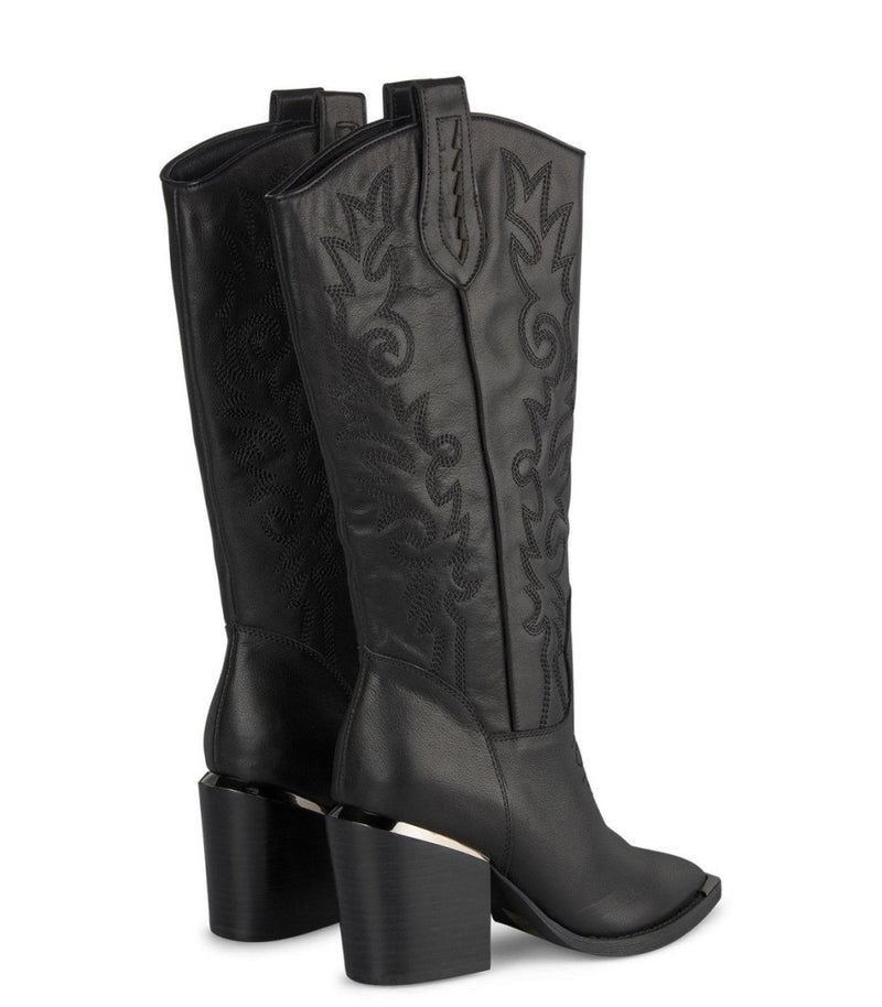 BOTA COWBOY BORDADOS NEGRO - Monica Ecco