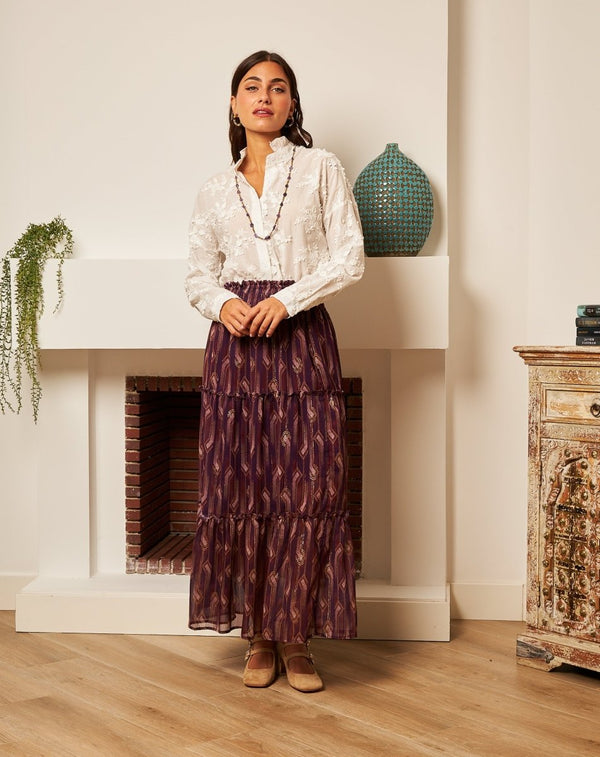 CAMISA FLORAL BORDADA LUISA - Monica Ecco