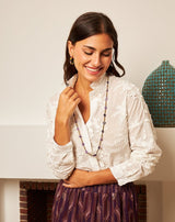 CAMISA FLORAL BORDADA LUISA - Monica Ecco