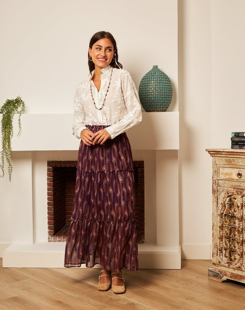 CAMISA FLORAL BORDADA LUISA - Monica Ecco