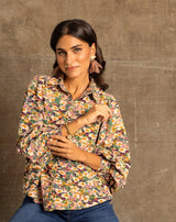 CAMISA FLORES MANGA ABULLONADA - Monica Ecco