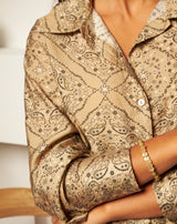CAMISA FLORES MONA TAUPE - Monica Ecco