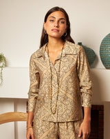 CAMISA FLORES MONA TAUPE - Monica Ecco