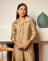 CAMISA FLORES MONA TAUPE - Monica Ecco