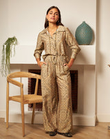 CAMISA FLORES MONA TAUPE - Monica Ecco