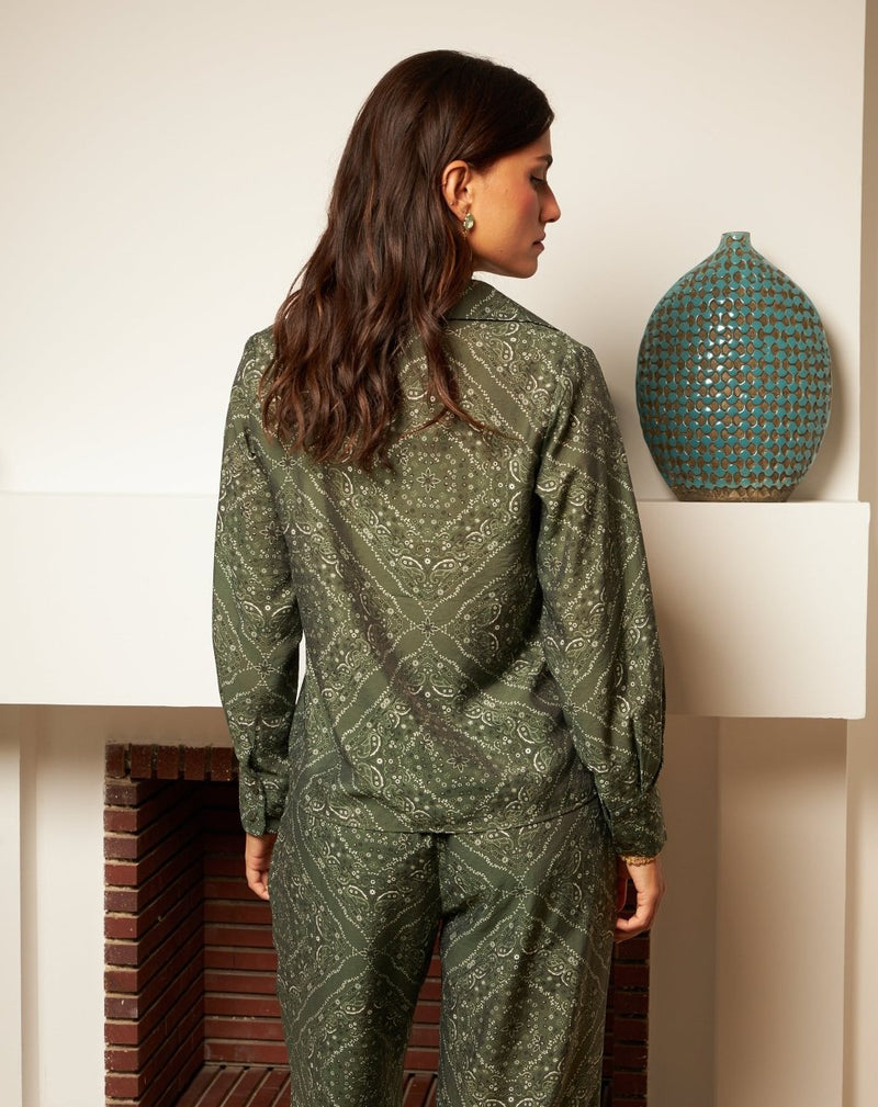 CAMISA FLORES MONA VERDE - Monica Ecco