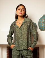 CAMISA FLORES MONA VERDE - Monica Ecco