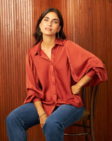 CAMISA MANGAS ABULLONADAS ORANGE - Monica Ecco