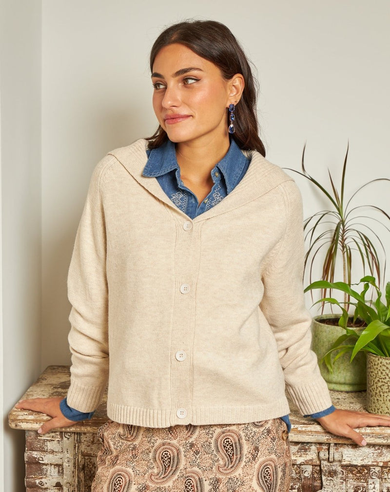CHAQUETA PUNTO ELISA GRIS - Monica Ecco