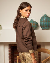 CHAQUETA PUNTO ELISA MARRÓN - Monica Ecco