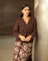 CHAQUETA PUNTO SANDRA MARRÓN - Monica Ecco