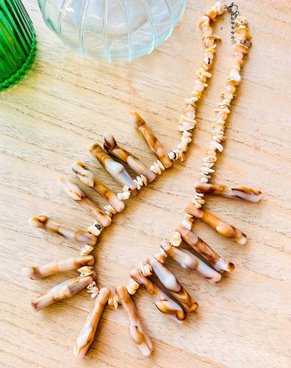 COLLAR AFRICA PIEDRA BEIGE - Monica Ecco