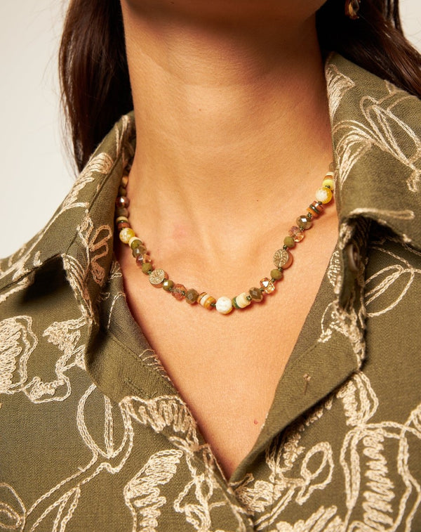 COLLAR CRISTALITOS VERDE - Monica Ecco