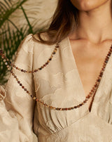 COLLAR CUENTAS MARRÓN LUZ - Monica Ecco