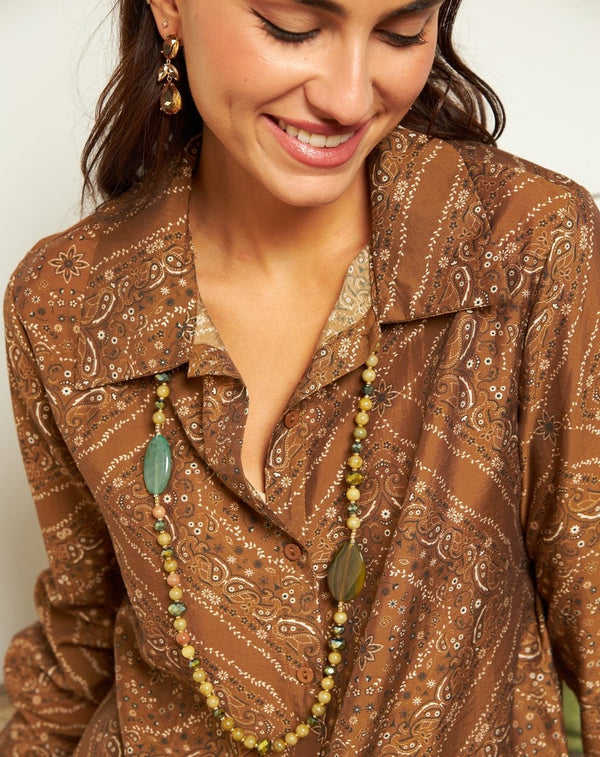 COLLAR LARGO PEDRERÍA VERDE - Monica Ecco