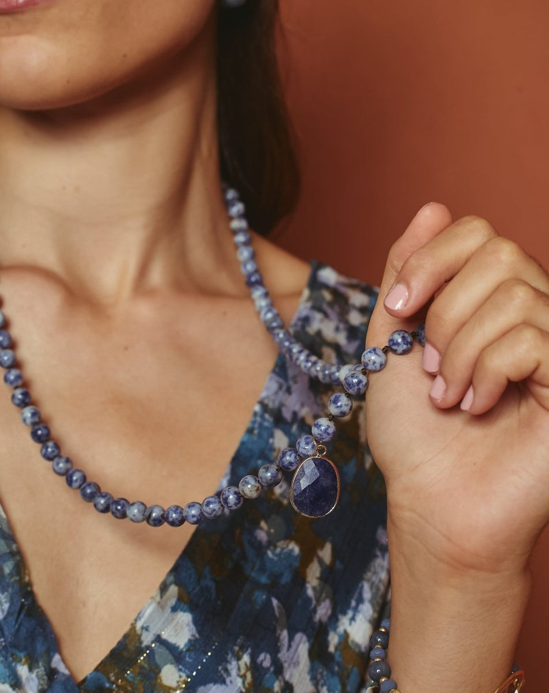 COLLAR PIEDRA AZUL MARI - Monica Ecco